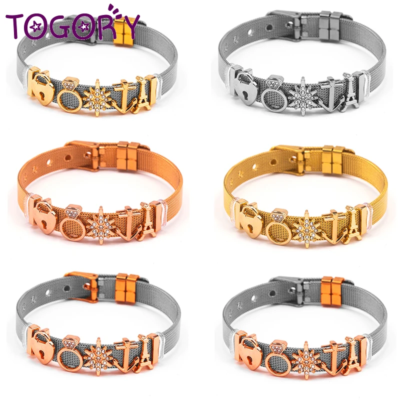 Classic Hot Selling 10mm Charm Bracelets Snowflake Crown Beads DIY Mesh Keeper Bracelet Pulseras Mujer For Women Men Jewelry