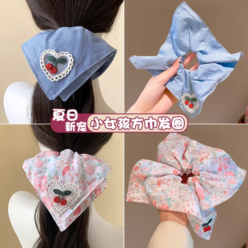 امرأة كبيرة للأطفال وشاح مطرز المطاط رباط شعر الحلو Scrunchies الفتيات العلاقات الشعر سيدة ذيل حصان عقد إكسسوارات الشعر