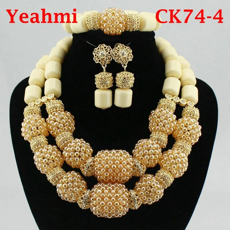 

Fashion Women Necklaces African Beads Jewelry Sets Nigerian Wedding Bridal Indian Beads Jewelry Sets Crystal Beads