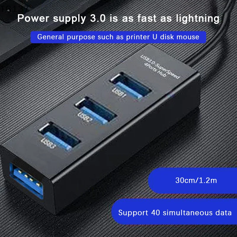 USB Hub Multi USB Splitter Hub Use Power Adapter 4 Port Multiple Expander 30cm/1.2m Hub Adapter High Speed For PC Computer