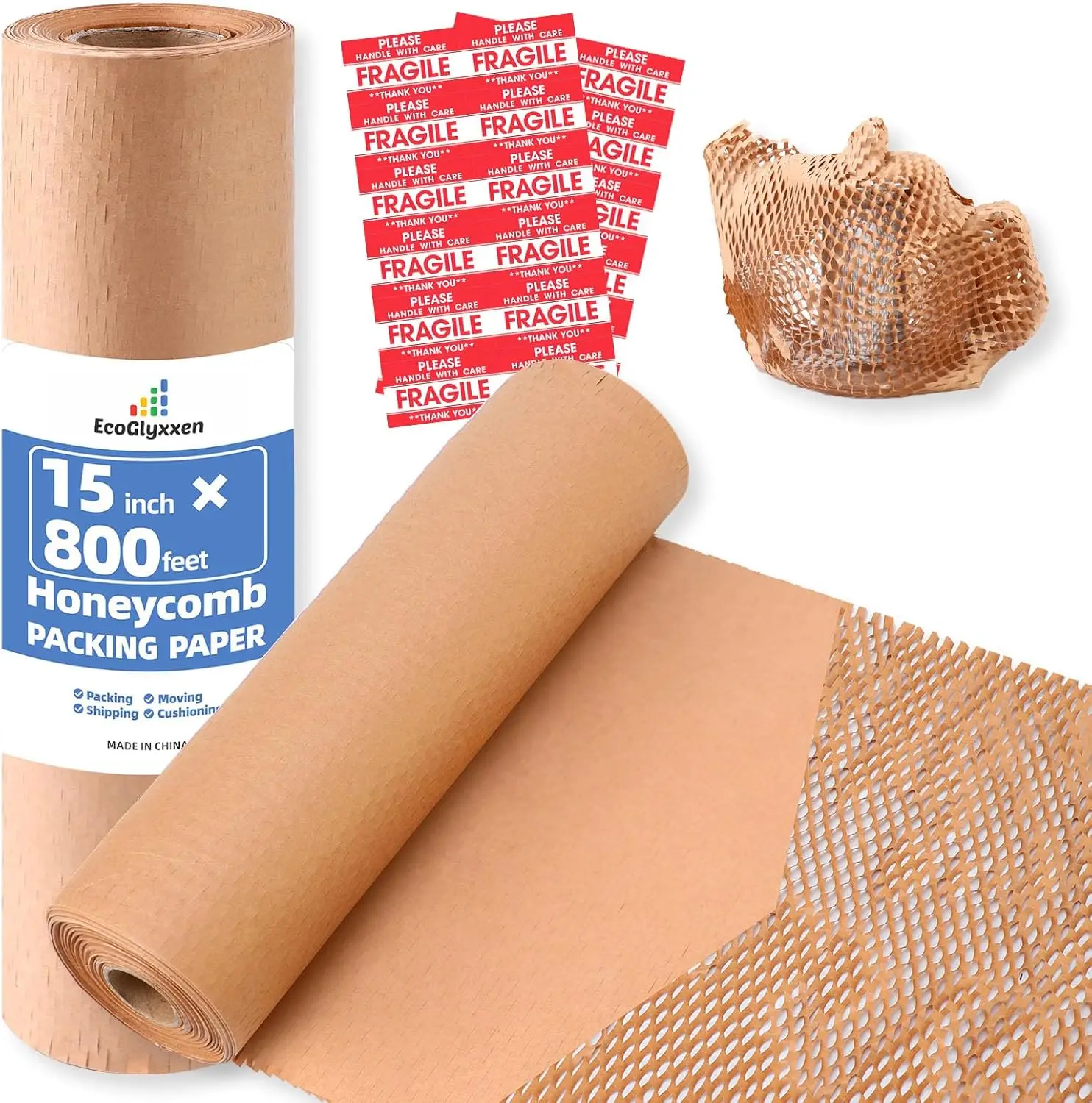  15"x800'-Bubble Wrap Substitute Alternative for Shipping, Moving Supplies, Small Business