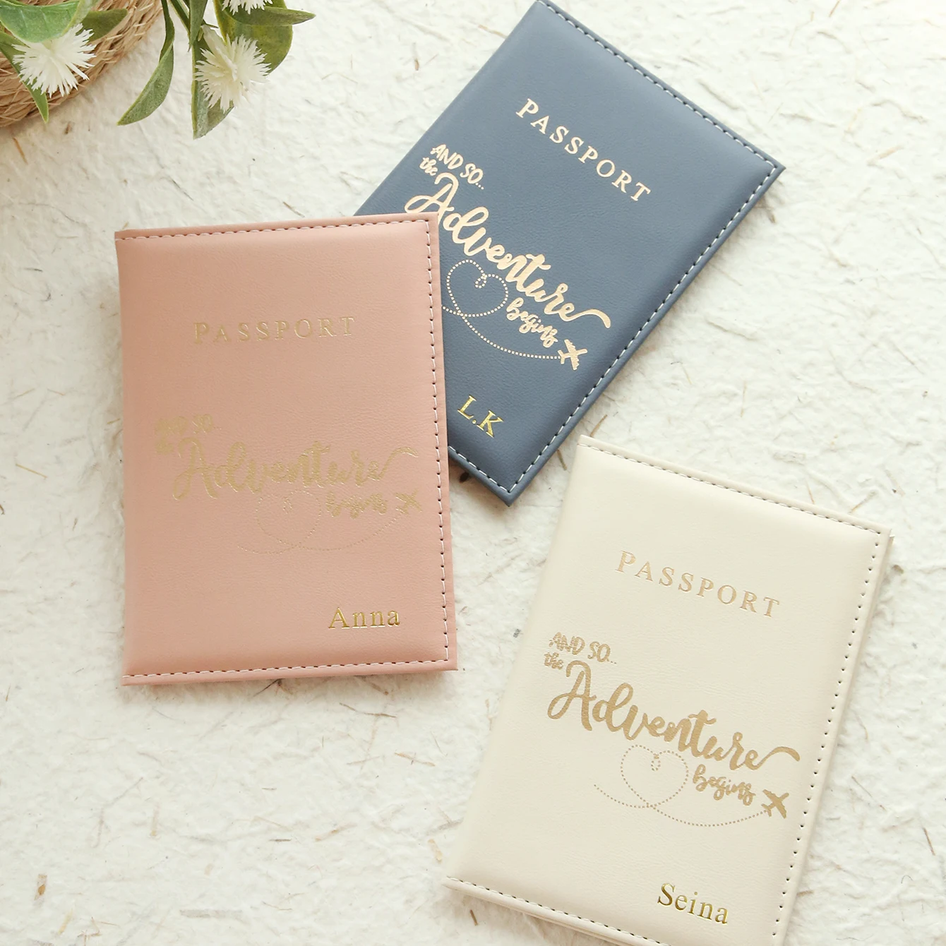 

Custom Gold Monogram Passport Cover - Hot Stamping Travel Gift, Handmade Chic for Birthdays/Bridal Parties