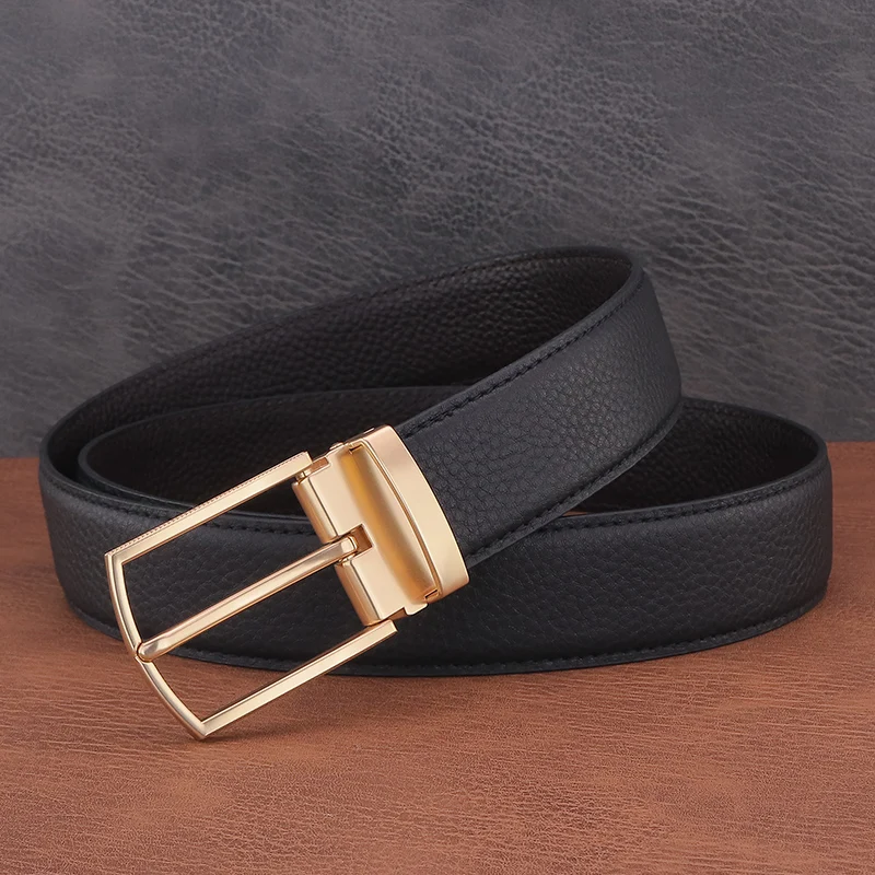 High Quality golden classic pin buckle men belts designer full grain leather luxury famous brand jeans casual ceinture homme