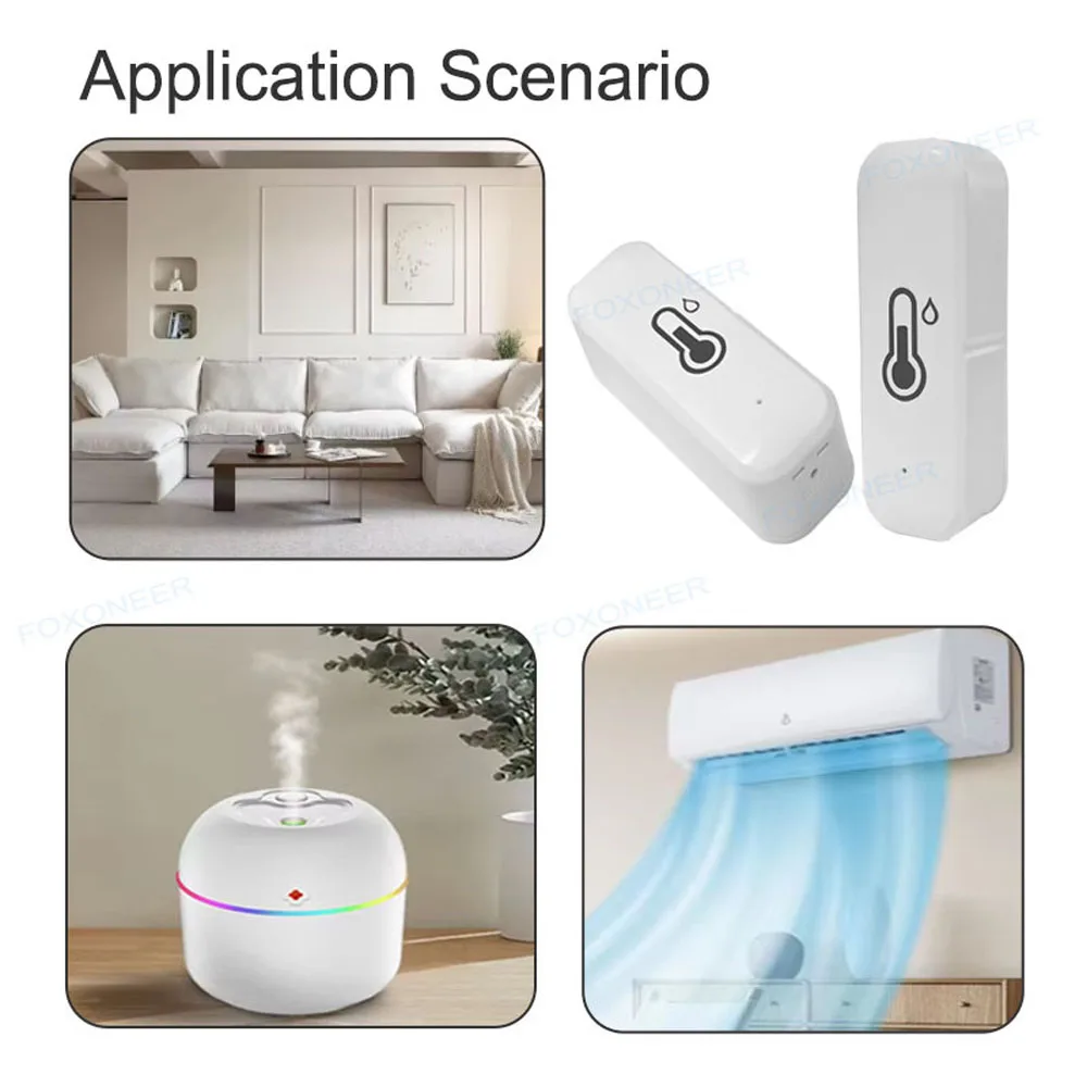 Tuya Zigbee Smart Temperature Humidity Sensor Indoor Hygrometer Controller Monitoring Work with Smart Speaker Alexa Google Home