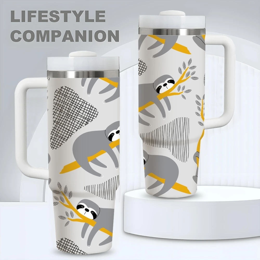 

Cute Sloth Vacuum Flasks 40oz Stainless Steel Vacuum Insulated Tumbler with Straw Leak Resistant Travel Mug