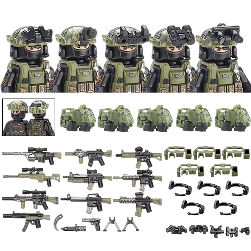 Amerika Armee Kampfuniform Spezialeinheiten Figuren Bausteine Stadt US Special Air Service Soldat Militär Waffen Spielzeug