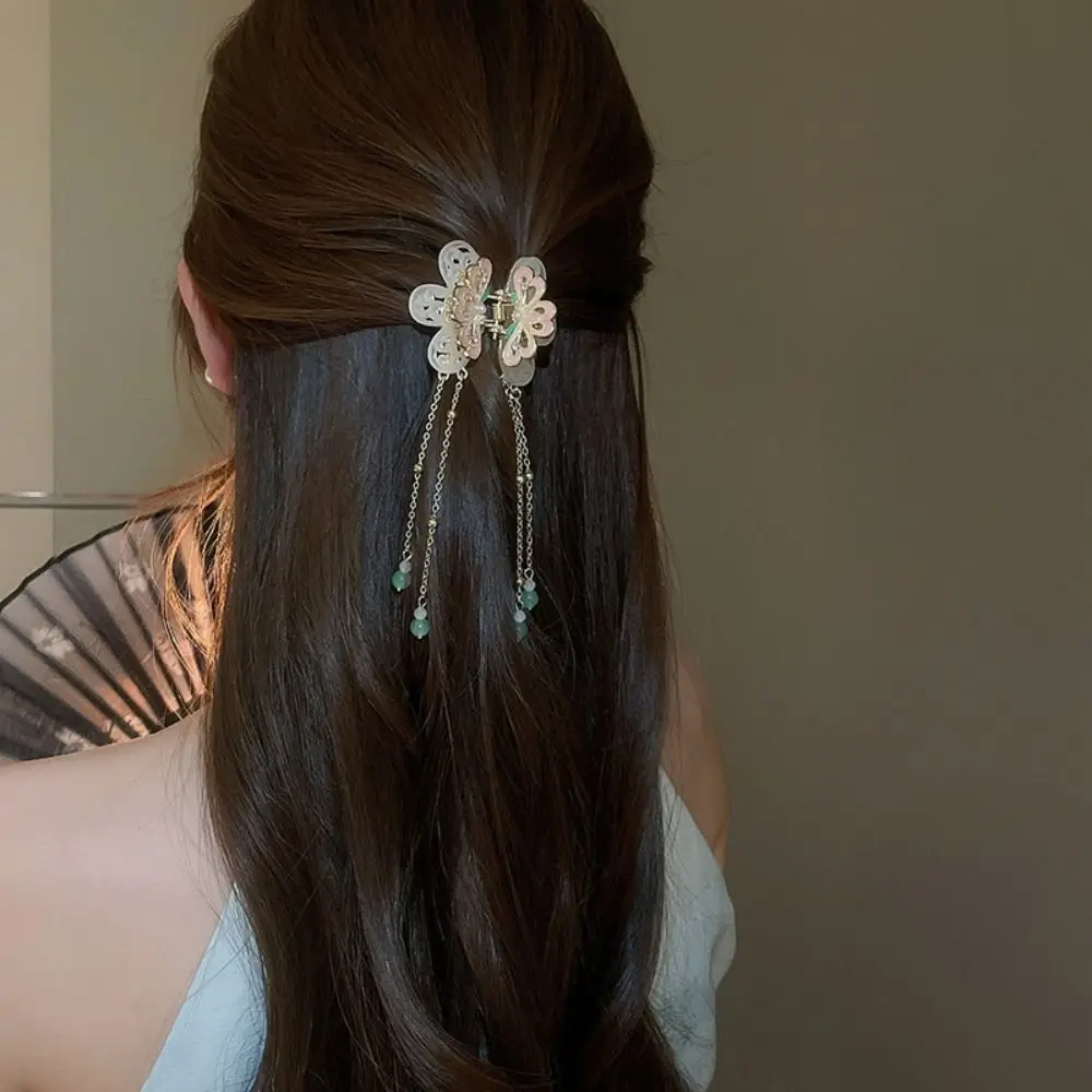 

Cute Tassels Butterfly Hair Clip Flower Grab Clip Chinese Style Hair Stick Headwear Small Pearl Hair Claw Girl