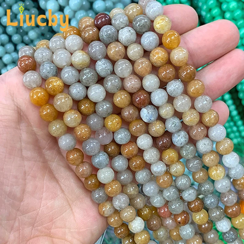 Golden Silk jade Natural Stone Yellow Round Beads DIY exquisite Bracelets Necklace For Jewelry Making 15'' Strand 4/6/8/10/12mm