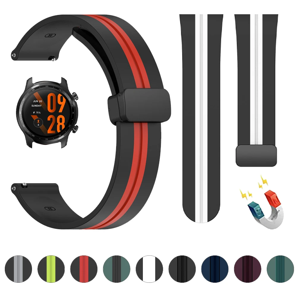 

Magnetic Strap for TicWatch Pro 3 Ultra GPS/LTE Silicone Band for TicWatch E3/GTX/GTH/S2 Smartwatch Bracelet Watchband 20mm 22mm