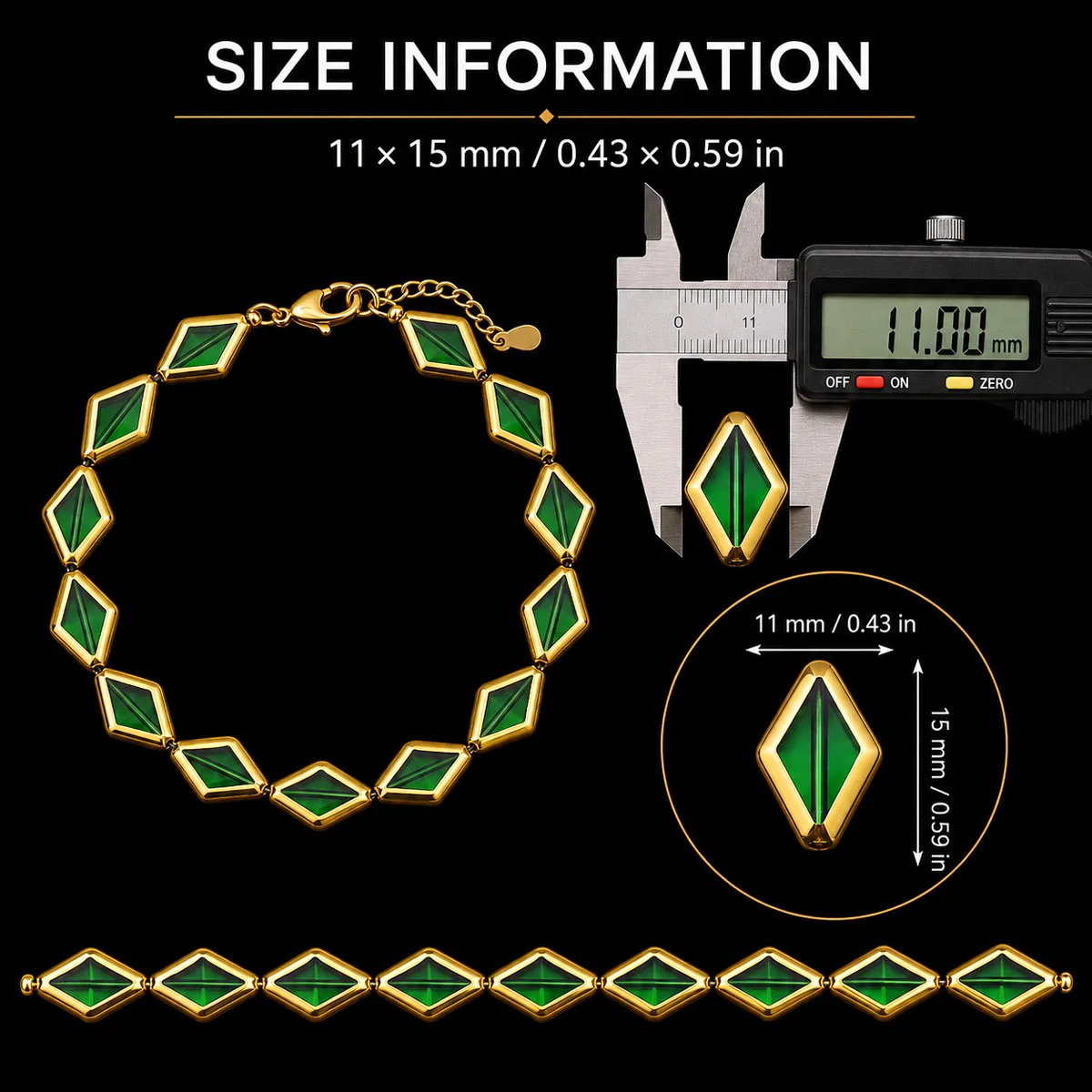 11x15mm 10/20/30Pcs Green Rhombus Crystal Glass Beads for Making DIY Bracelets Necklaces Keychains Various Jewelry Accessories