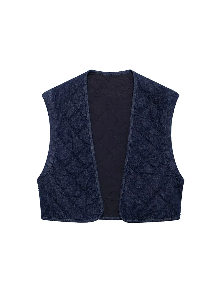 

Willshela Women Fashion Denim Blue Vest Waistcoats Vintage V-Neck Sleeveless Jackets Female Chic Lady Tank Tops
