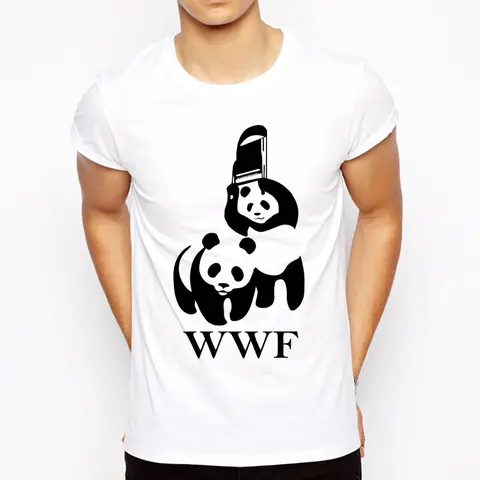 Cool Camiseta T Shirt Men T Shirt Summer Fashion Funny T-shirt WWF Wrestling Panda Comedy Short Sleeve