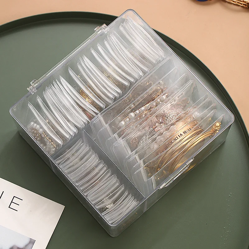 Clear Storage Box / Anti-oxidation Jewelry Bag, Earrings Necklace Jewelry Box with Portable Earrings Ring Storage Bag