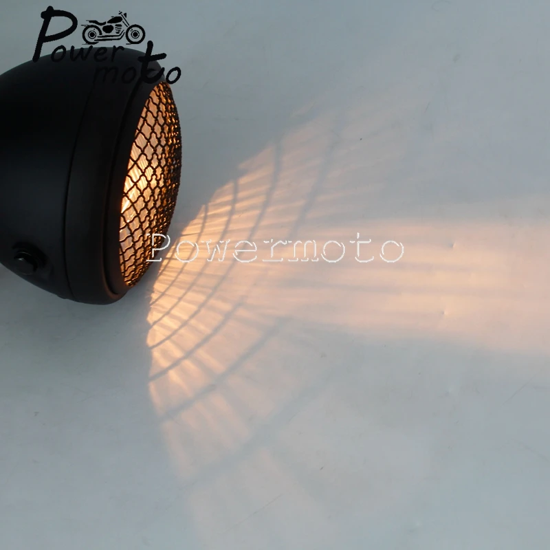 For Harley Chopper Bobber Scrambler Custom BMW R Universal Motorcycle Mesh Grill Headlamp H4 12V Headlight 60/55W High Low Lamp