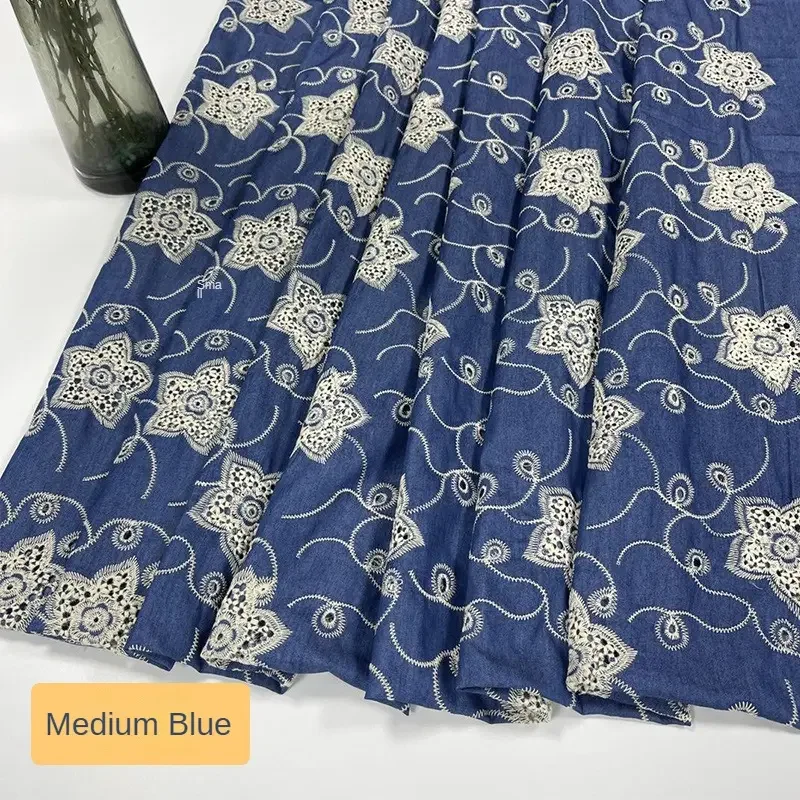 

Lightweight Polyester Cotton Five-Pointed Star Embroidered Denim Dress and Shirt Jacquard Fabric
