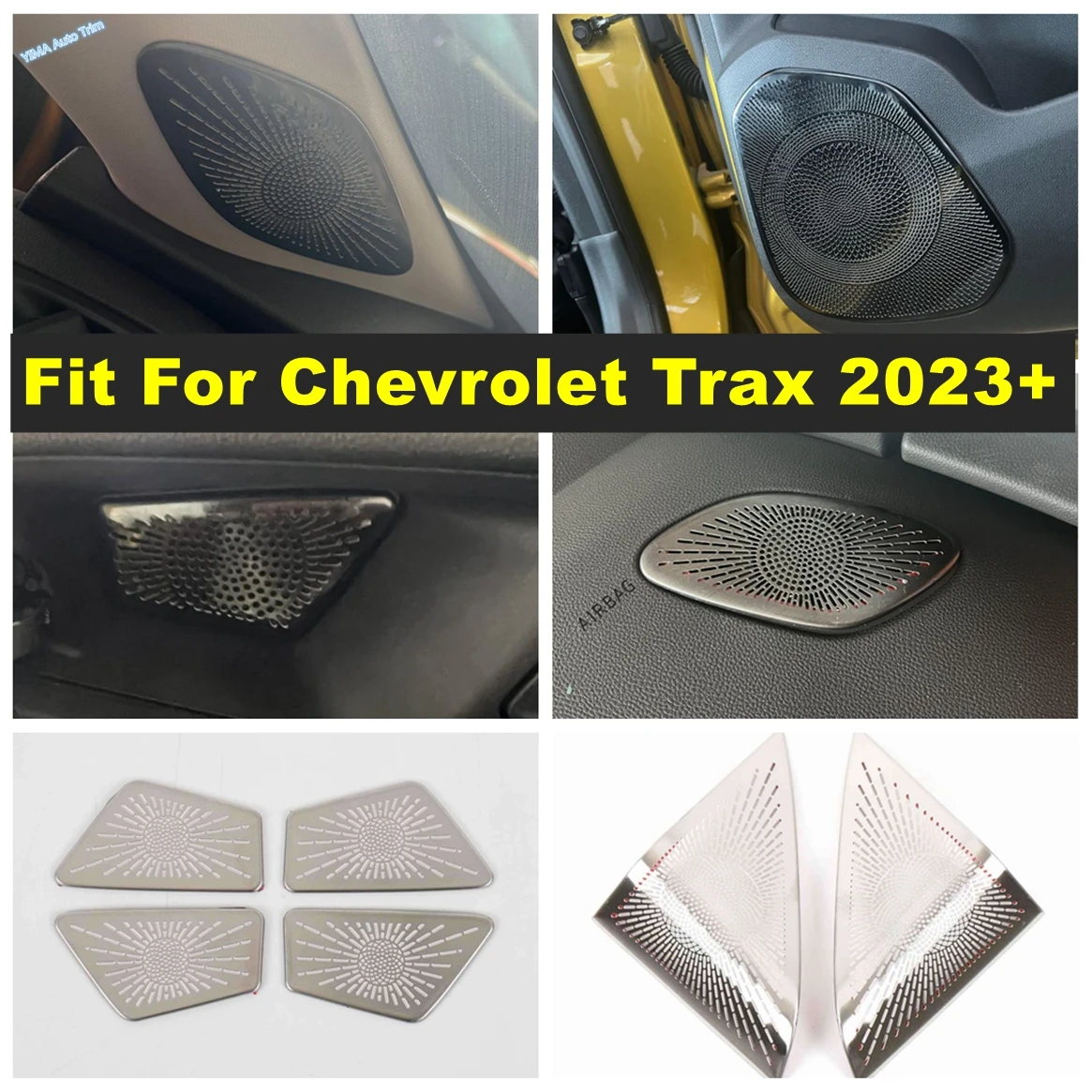 

A-Pillar Horn / Door Audio Speaker / Inner Door Bowl Sequins Cover Trim Fit For Chevrolet Trax 2023 2024 2025 Stainless Steel