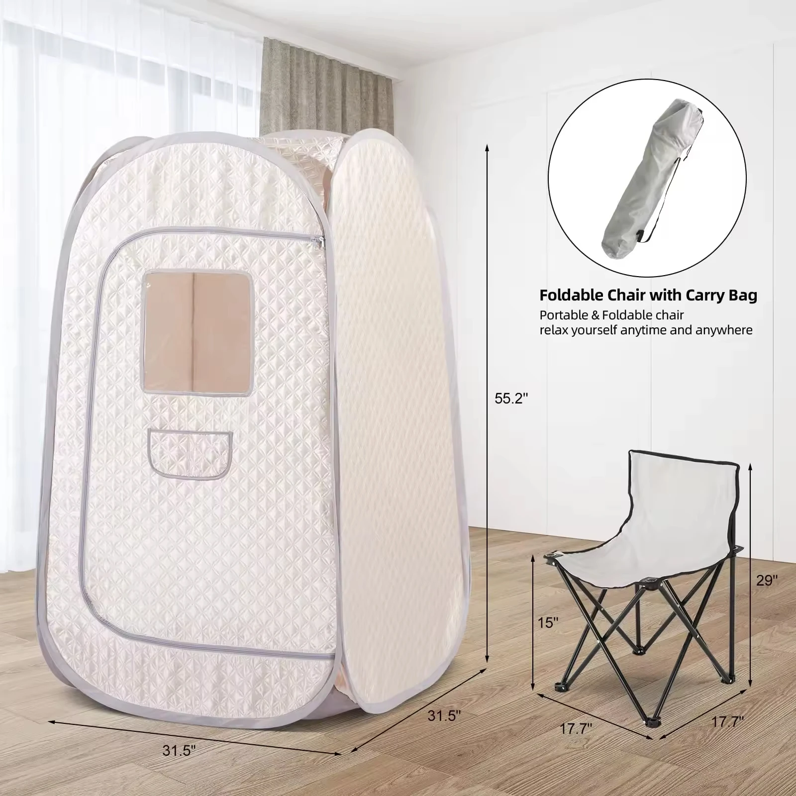 Smartmak Indoor Foldable Steam Sauna Tent Personal Sweat Box Detox Weight Loss Relieve Fatigue Home Spa Device