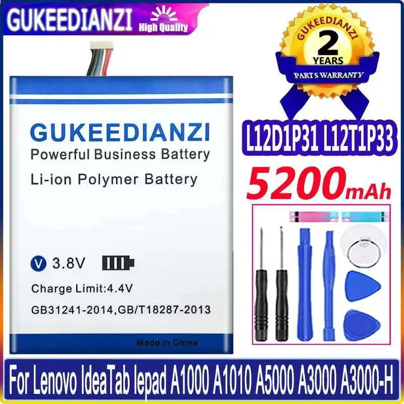 

Premium Replacement Tablet Battery 5200mAh L12D1P31 L12T1P33 For Lenovo Ideatab Lepad A1000 A1010 A5000 A3000 A3000-H