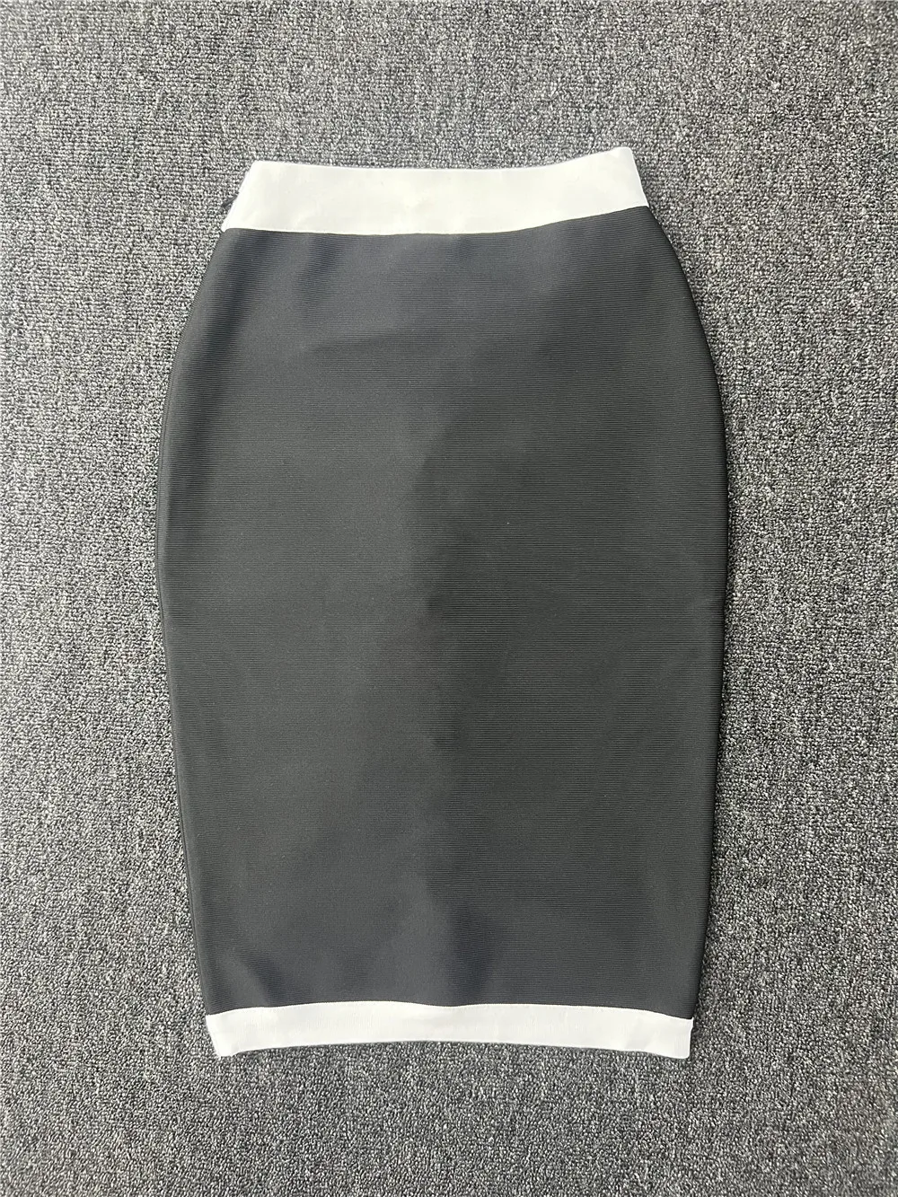 Black White Bandage Skirts For Women Elegant High Waist Elastic Buttons Knee Length Pencil Skirt Elegant Ladies Office Cloth