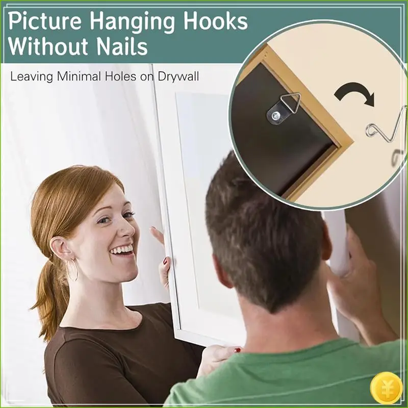 50Pcs Picture Hanger Hooks Super Hooks For Hanging Drywall Picture Hanging Hooks Heavy Duty Wall Hooks For Pictures Easy Install