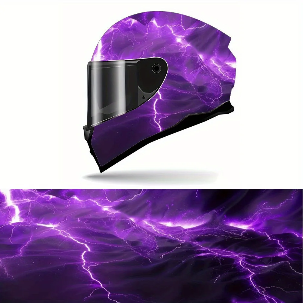 

Cool Purple Lightning Motorcycle Helmet Sticker - Waterproof and Scratch Resistant, Self-adhesive Pattern, Glossy Surface, Recta