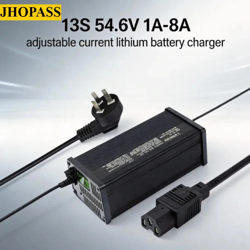 220V 13S LCD  54.6V 1A to 10A Smart adjustable current  LiFePO4 Lithium Charger Forklift truck Floor scrubber UK US EU AU Plug