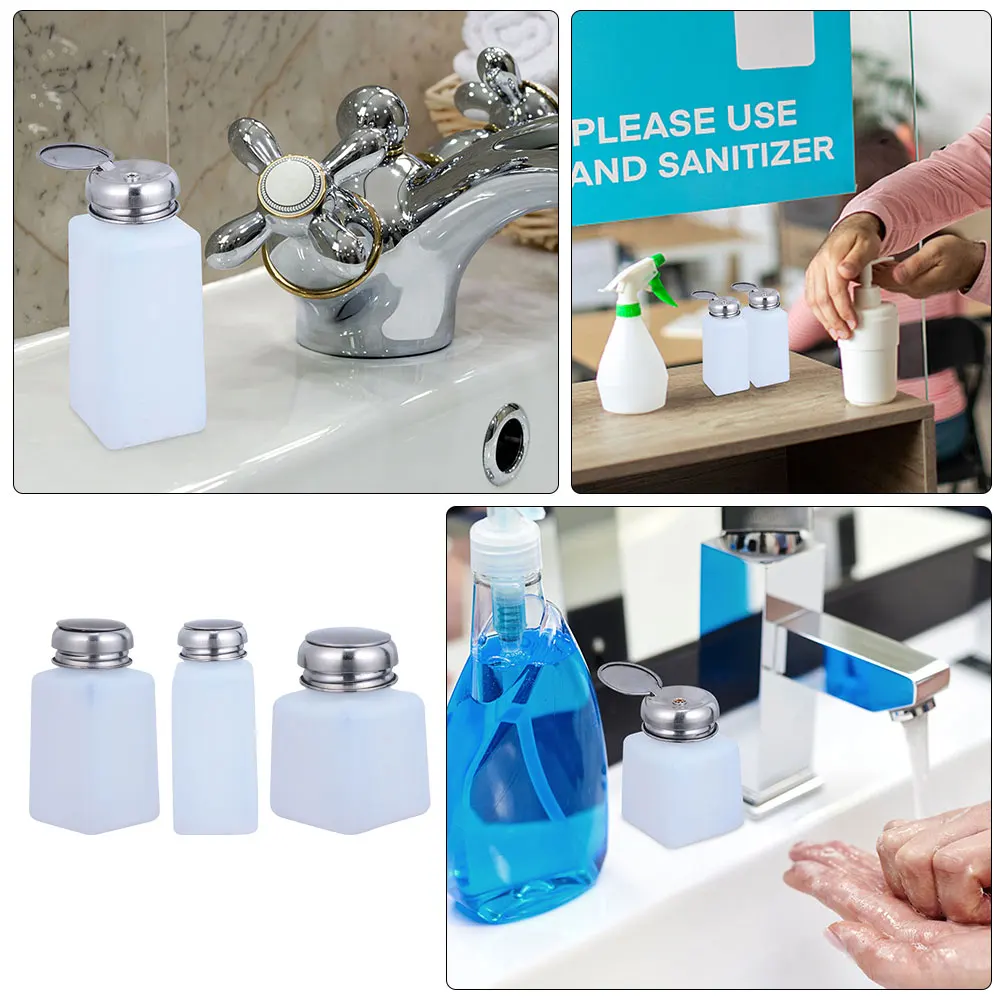 

3 Pcs static Alcohol Bottles Push Type Liquid Anti Static Alcohol Bottle Pump Dispenser for Industry Lab Plastic Safe Use