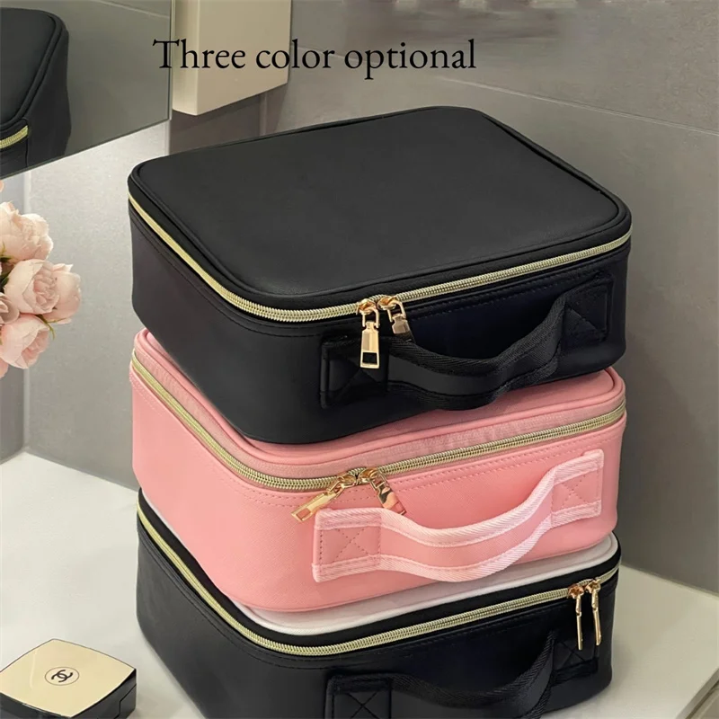 LED Cosmetic Case with Lights and Mirror Cosmetic Bag Large Capacity Premium Feeling Cosmetic Bag Luxury makeup bag