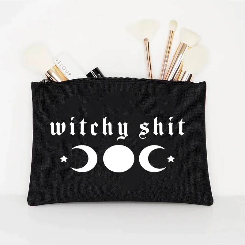 Witchy shit Goth Trick or Treat Spooky Gothic Makeup Bag Magic moon Witch birthday bridal shower Halloween Costume party Gift