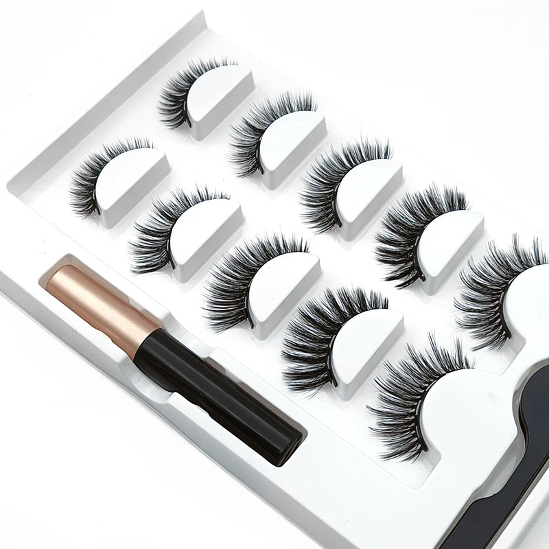 Multi-Style Magnetic Strip Lashes Kit 5 Pairs With Magnetic Liquid Eyeliner For Commute Dating Photoshoot