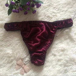 Men's Silk Sexy Briefs Thongs Comfortable Panties Solid Color Breathable Pouch Low Waist Man G-strings Underwear