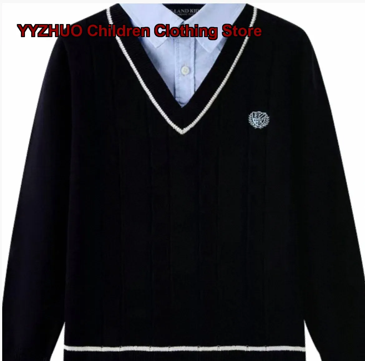Boys Twisted Knit Sweater Boys Girls Cotton Blend Pullover Sweater Fake Two-Piece Look EKKAG8T01A