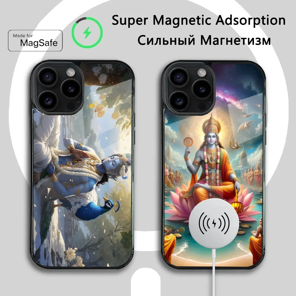 Vishnu Hare Krishna Phone Case For iPhone 16 15 14 13 12 11 Plus,Pro,Max Mini Magsafe Magnetic Wireless Charging