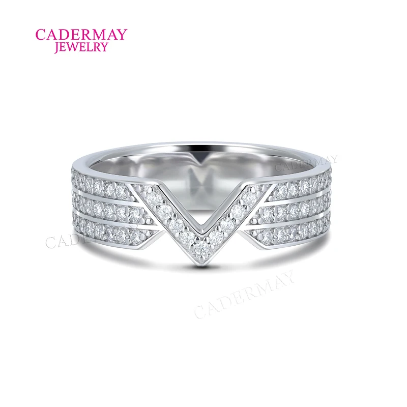 

High Quality V Moissanite Rings Men S925 Silver 3 Rows Moissanite Eternity Wedding Engagement Band Women Gift