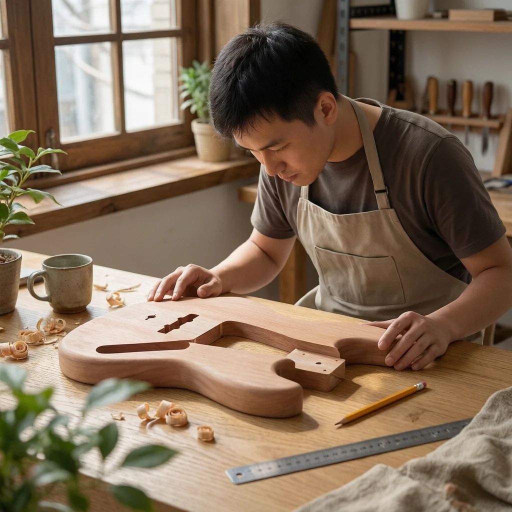 Guitar Body with Pre-Routed Cavities Matte Electric Guitar Body Blank Lumber Lightweight Customizable for Luthier, Workshop