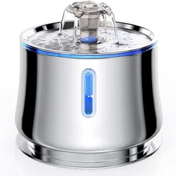 Water Level Window Cat Water Fountain Stainless Steel, 2.5L Automatic Pet Water Fountain Ultra-Quiet Pump, Pet Water Dispenser