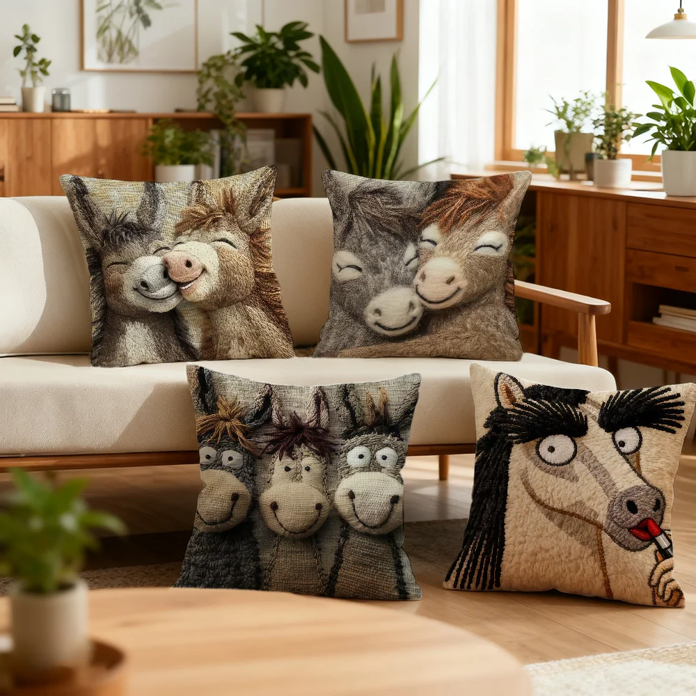 Smile Donkey Cartoon cushion cover Best Home Office Coffee Pillow Sofa Printing Decoration Room Shop Car Nordic Simplicity Hit