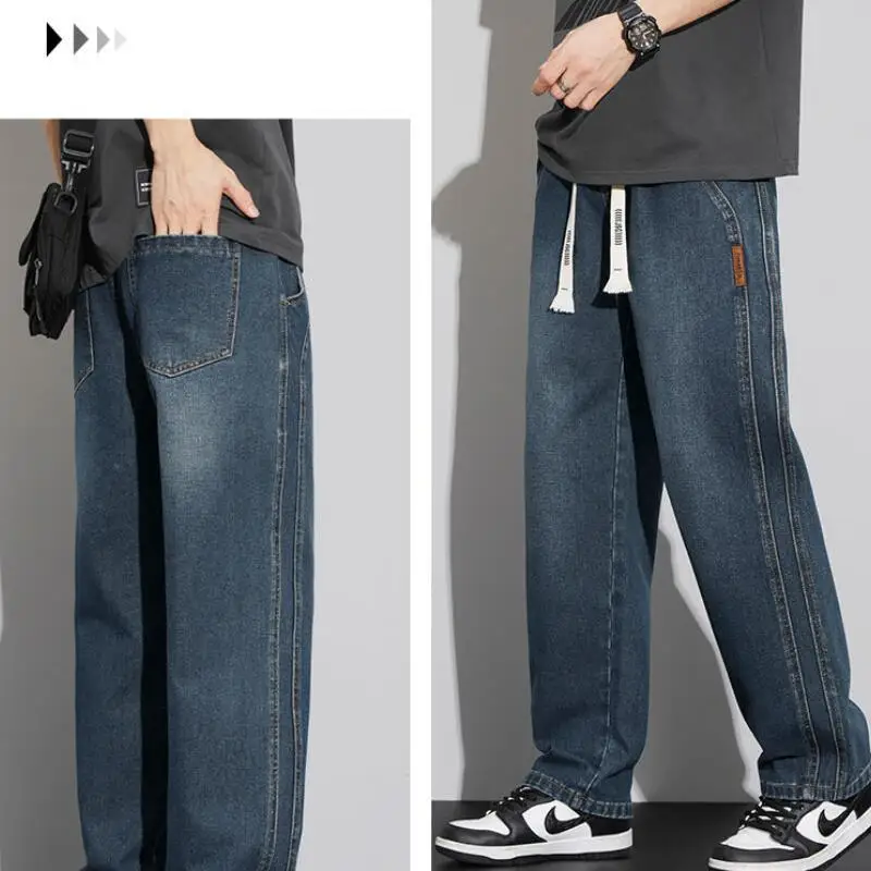 السراويل الرجالية السراويل الرجالية Y2K الملابس الفضفاضة الجينز الرجال الجينز الشباب الزي موضة معطف الشتاء الخريف ملابس كاجوال جديد #6