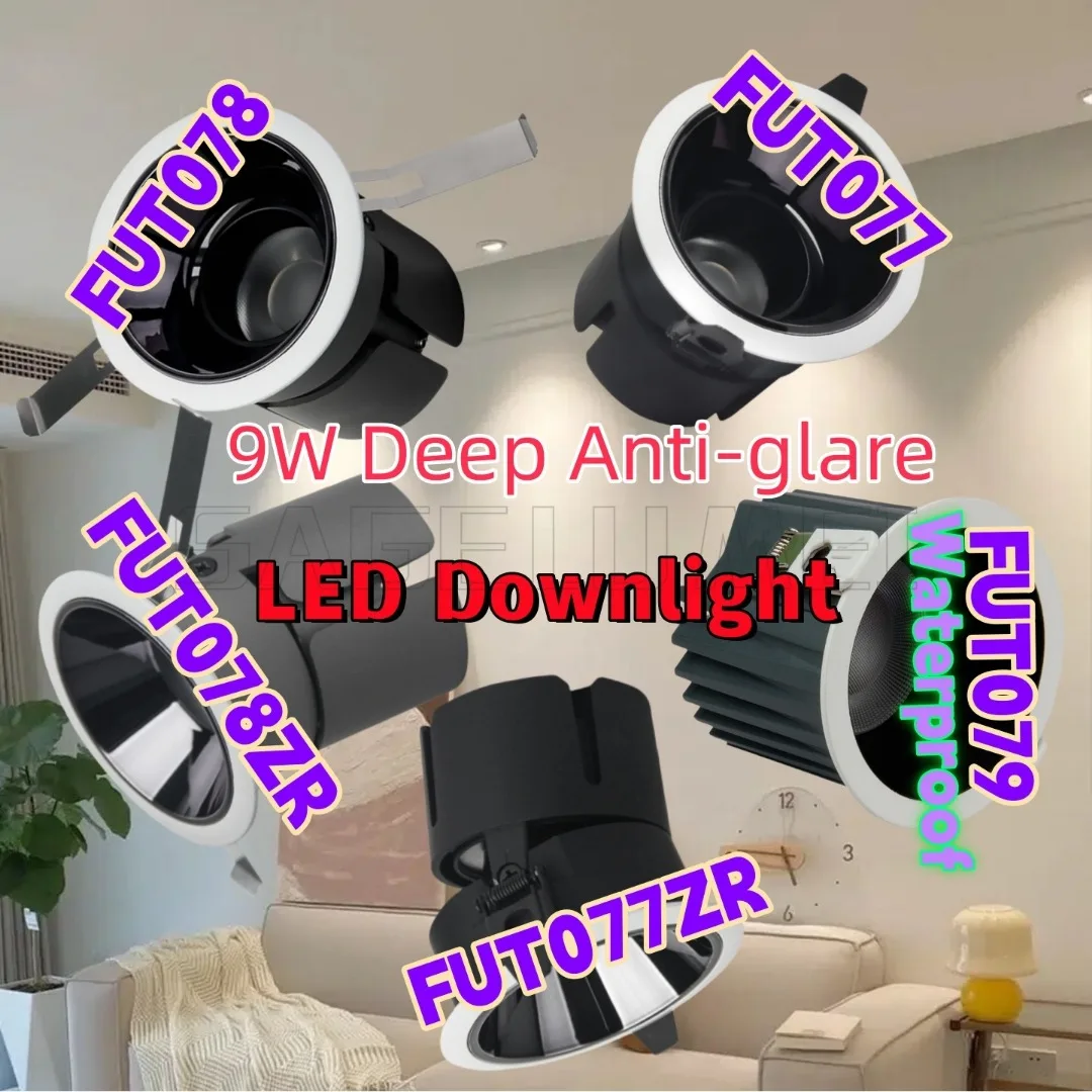 MiBoxer FUT077/77ZR/78/78ZR/79(Waterproof IP54) 9W Deep Anti-glare LED RGB+CCT Downlight (2.4GHz) High CRI COB LED Chip 2.4G RF