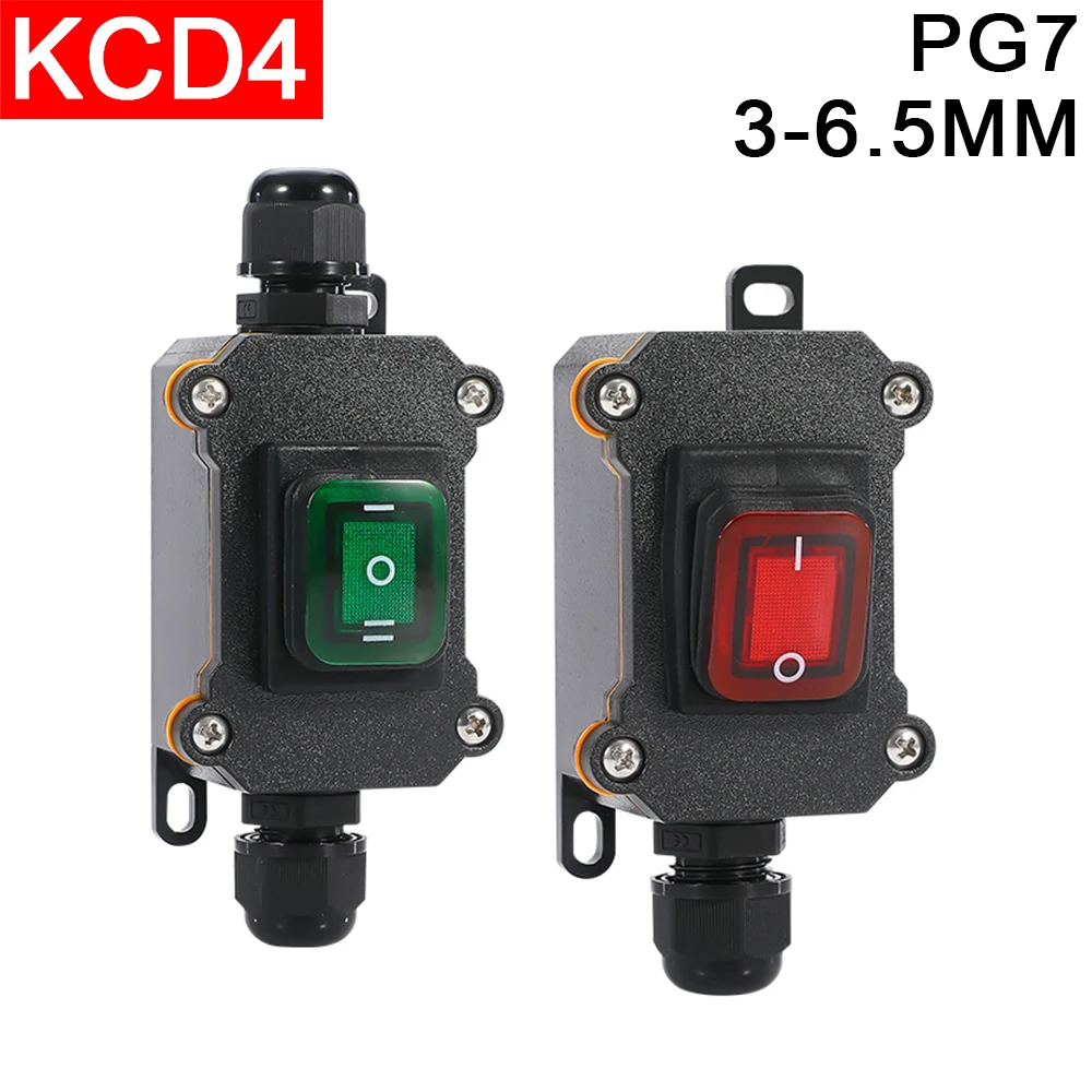 

25А Мощный морской кулисный переключатель Вкл. Выкл. Водонепроницаемая распределительная коробка IP65 24 В 220 В Высокоточный разъем для улицы KCD4 PG7