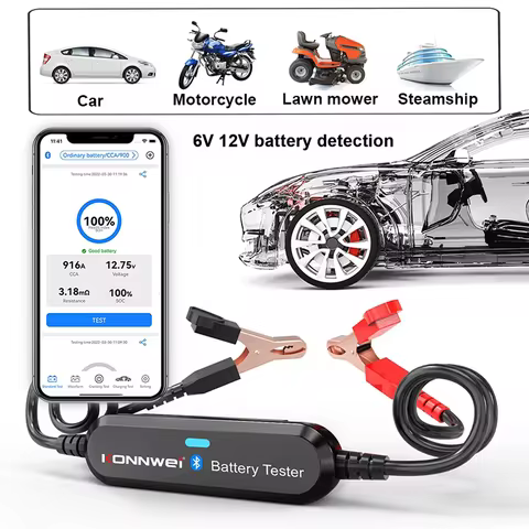 Battery analyzer ELM327 Bluetooth 5.0 Car Motorcycle Battery Tester 6V 12V Battery Monitor 2000 CCA Charging Cranking Test Tools