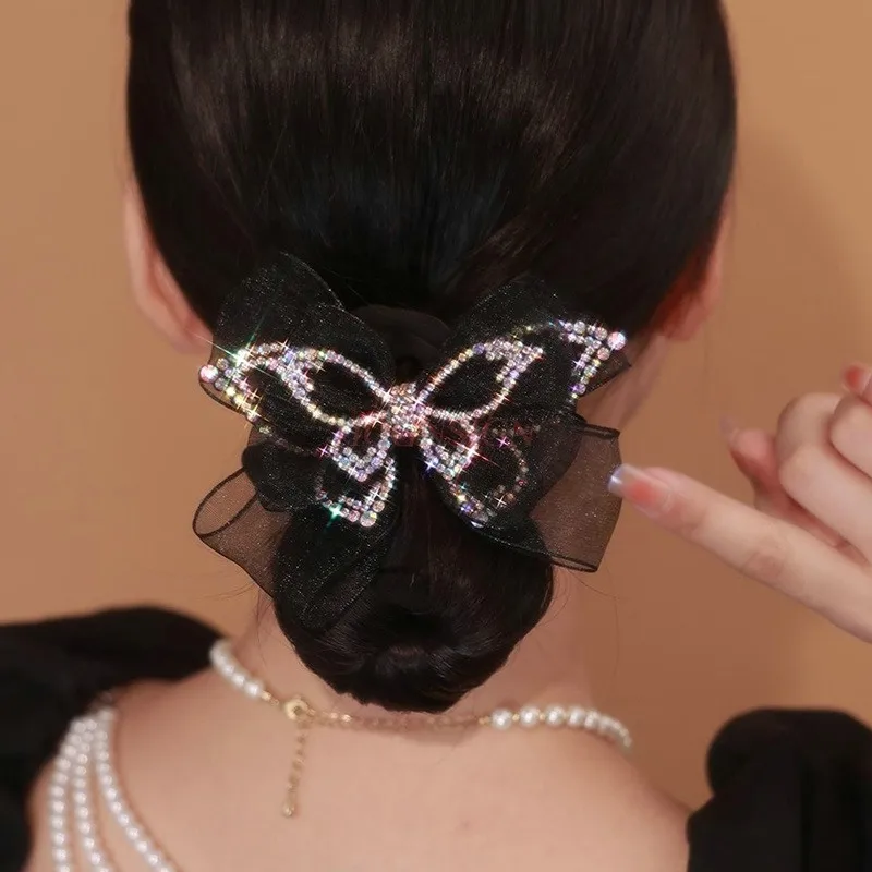 Popular high-end rhinestone bow headwear with top clip and hairpin clip