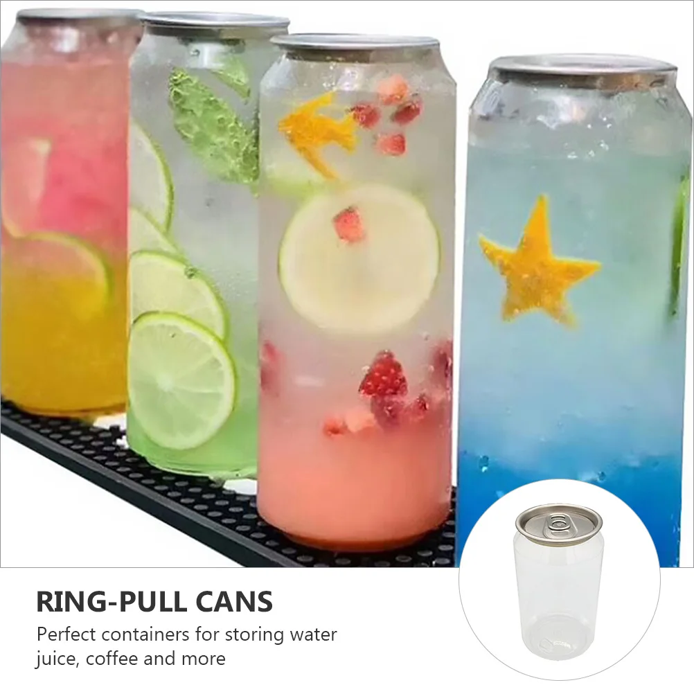 

10PCS Juice Bottles Sealed Cans round Shape Plastic Sealing Food Storage Snacks Candy Containers Aluminum Cover Multi-purpose