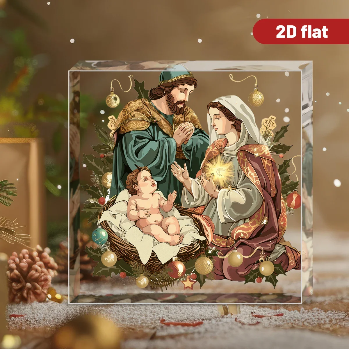 CIFBUY Acrylic Desktop Decor Nativity Scene Ornament For Home Office Living Room Wall Tabletop Decoration Modern Art Craft Gift
