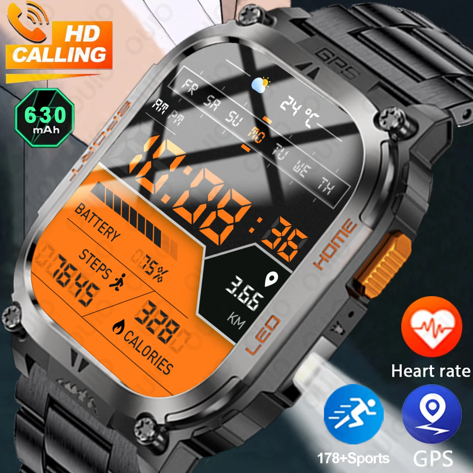 

Новые уличные умные часы GPS 178+ Спортивный фонарик AI Голос Bluetooth Вызов 630 мАч Компас Сердечный ритм IP68 Водонепроницаемые умные часы