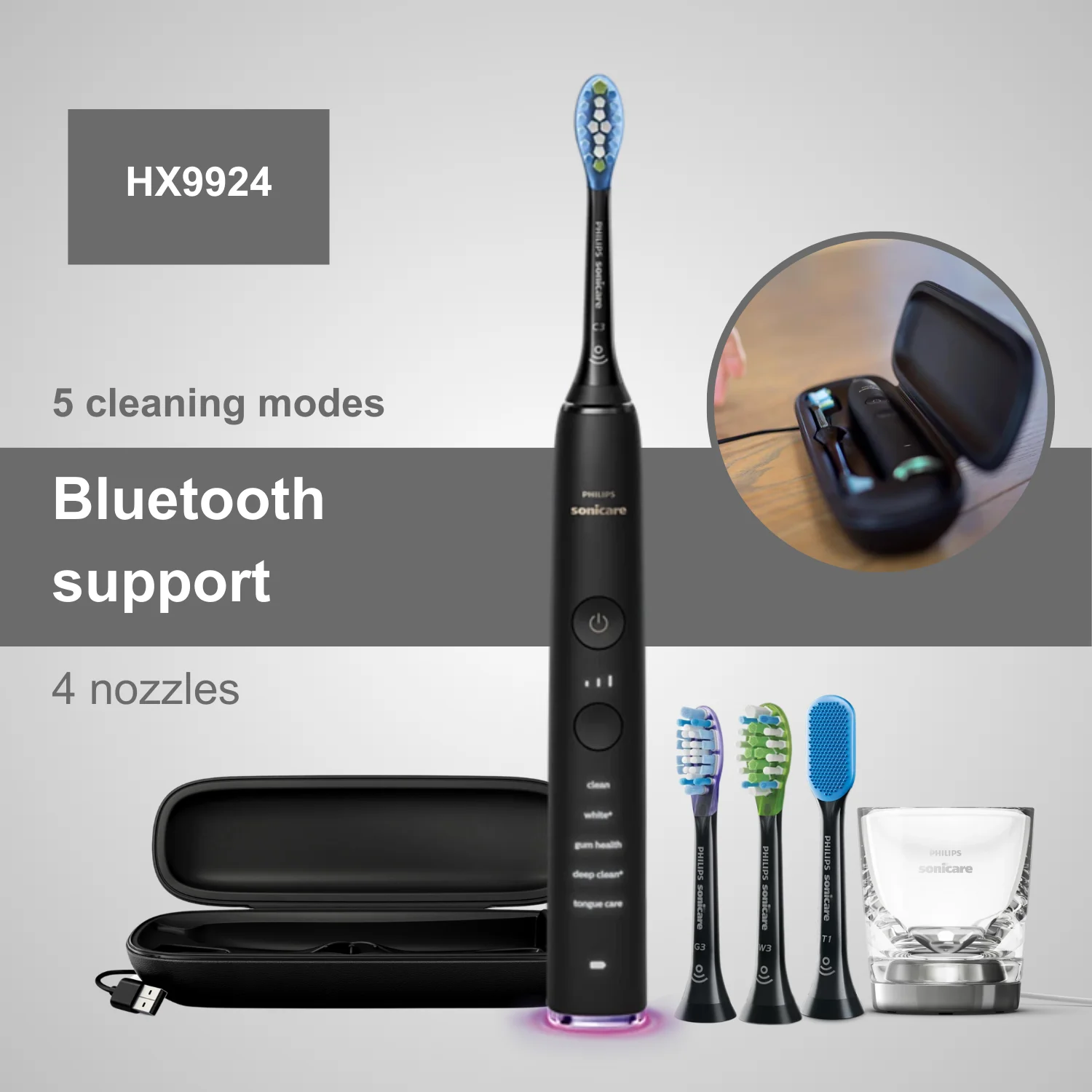 Philips Electric Toothbrush Sonicare DiamondClean Smart HX924, Wireless Bluetooth technology