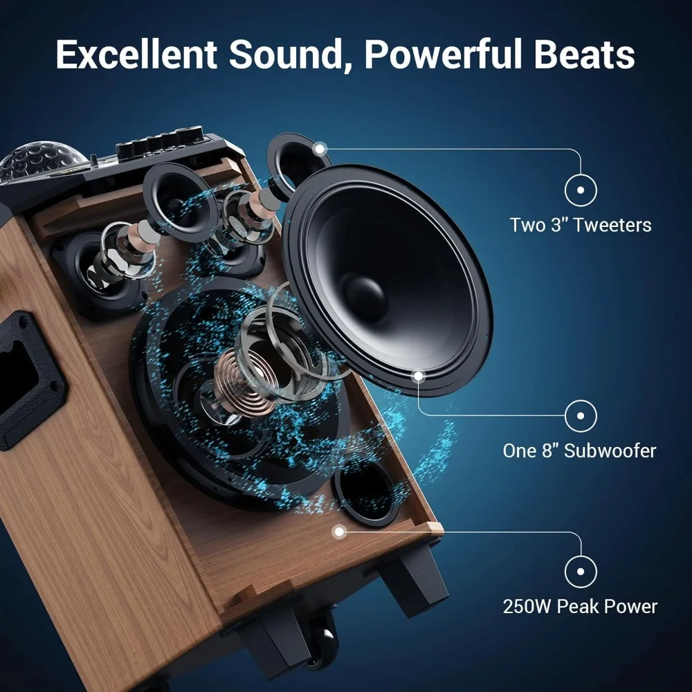 

Karaoke Machine for Adults, Portable Bluetooth Speaker with 2 Wireless Microphones, Cordless Microfono Mics PA System