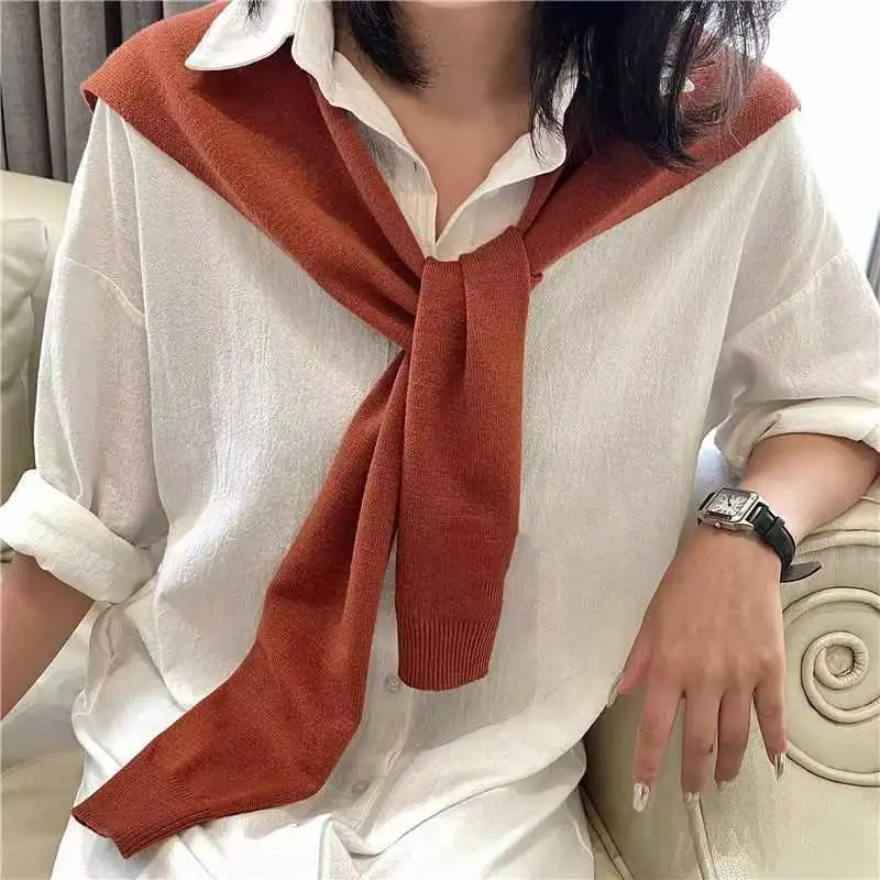 2024 Solid New Fashion Casual Stylish Cardigan Cape Cloak Faux Fur Collar Knitting Shawl Spliced Winter Keep Warm Shawl