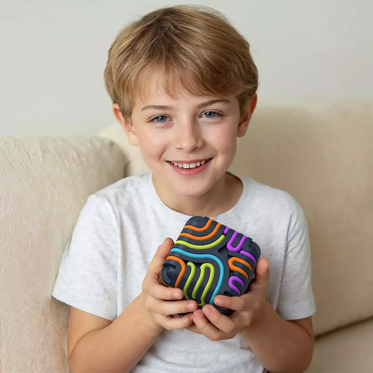 Labirinto sensoriale Cubo Attività sensoriale Scheda attività sensoriale in silicone Giocattoli educativi per bambini Cubo antistress per bambini