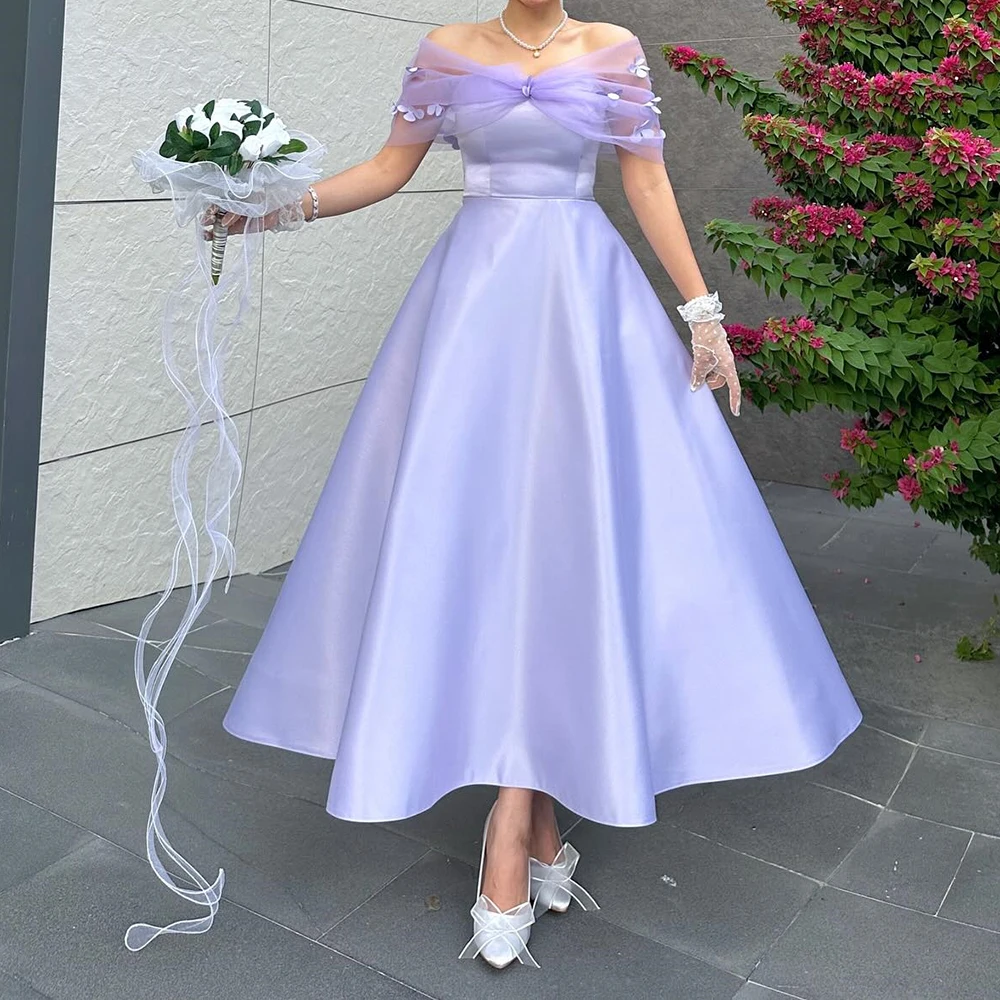 

Вечерние платья трапециевидной формы по индивидуальному заказу, длиной до колена, с открытыми плечами, без рукавов, платье для выпускного вечера, модные цветы, простое драпированное вечернее платье